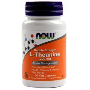 L-Теанин, L-Theanine, двойная сила, Now Foods, 200 мг, 60 кап