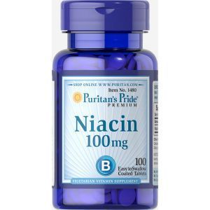 Niacină, Niacină, Puritan's Pride, 100 mg, 100 tablete