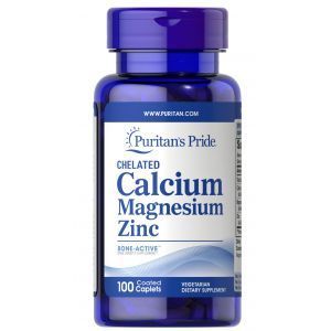 Кальций магний цинк , Chelated Calcium Magnesium Zinс, Puritan's Pride, 100 капсул