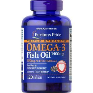 Омега-3 рыбий жир, Omega-3 Fish Oil, Puritan's Pride, 1400 мг (950 мг активного омега-3), 120 гелевых капсул
