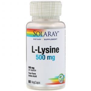 Лизин, L-Lysine, Solaray, 500 мг, 60 капсул (Default)