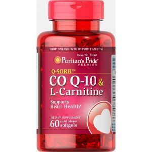 Коэнзим Q-10+L-карнитин, Q-SORB™ Co Q-10 30 mg plus L-Carnitine, Puritan's Pride, 250 мг, 60 капсул