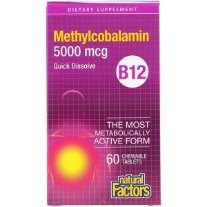 Витамин В12, Methylcobalamin, Natural Factors, 5000 мкг, 60 таблеток (Default)