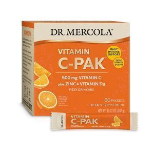 Витамин С + цинк + Д3, Vitamin C-PAK, Dr. Mercola, вкус апельсина, 60 стиков 
