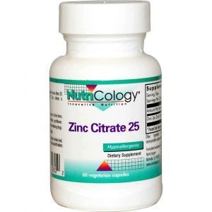 Citrat de zinc, Nutricologie, 25 mg, 60 capsule