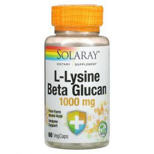 Лизин и бета-глюкан, L-Lysine & Beta Glucan, Solaray, 1000 мг, 60 капсул (Default)