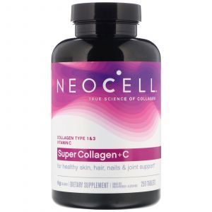 Super Colagen, Tip 1 și 3, Colagen + C, Neocell, 6000 mg, 250 tablete