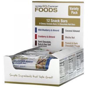 Батончики с разнообразными закусками, Snack Bars, California Gold Nutrition, 12 батончиков по 40 г