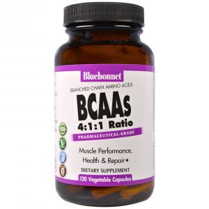 BCAA амино, BCAAs 4:1:1 Ratio, Bluebonnet Nutrition, 120 капсул (Default)