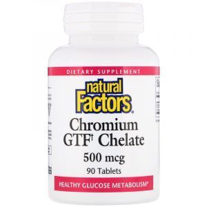 Хром, Chromium GTF Chelate, Natural Factors, 500 мкг, 90 таблеток (Default)