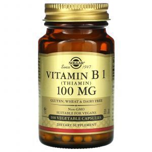 Витамин B1 (тиамин), Vitamin B1, Solgar, 100 мг, 100 вегетарианских капсул 
