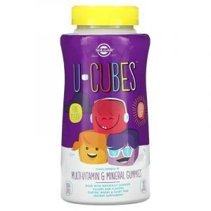 Мультивитаминны и минералы для детей, U-Cubes, Solgar, вишня и апельсин, 120 жевательных конфет
