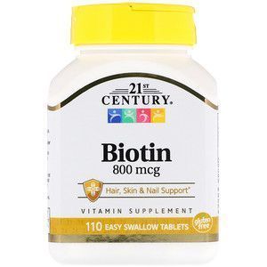 Biotină, Biotină, Secolul 21, 800 mcg, 110 tablete