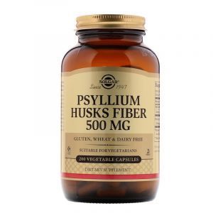 Подорожник, Psyllium Husks Fiber, Solgar, 500 мг, 200 капсул (Default)