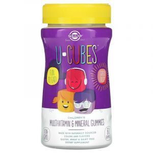 Мультивитаминны и минералы для детей, U-Cubes, Solgar, вишня и апельсин, 60 жевательных конфет
