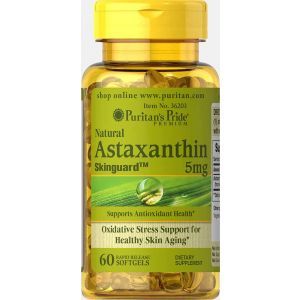 Астаксантин, Natural Astaxanthin, Puritan's Pride, 5 мг, 60 капсул