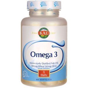 Omega-3, Omega 3 Pește 180/120, Kal, 1000 mg, 60 capsule moi