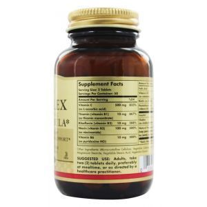 Комплекс витаминов группы В + С, B-Complex, Solgar, стресс формула, 100 таблеток (Default)