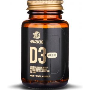 Витамин D3, Vitamin D3, Grassberg, 4000 МЕ (100 мкг), 90 капсул
