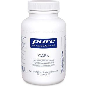 ГАМК, GABA, Pure Encapsulations, поддержка релаксации и уменьшение случайного стресса, 120 капсул