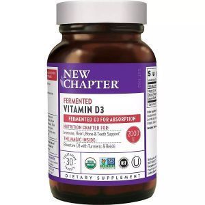 Витамин Д3, ферментированный, Fermented Vitamin D3, New Chapter, 2000 МЕ, 30 вегетарианских таблеток
