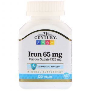Железо, Iron, 21st Century, 65 мг, 120 таблеток (Default)