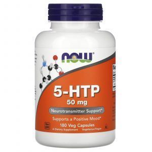 5-HTP, 5-гидрокситриптофан, 5-HTP, Now Foods, 50 мг, 180 вегетарианских капсул
