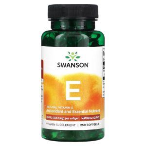 Витамин E, Vitamin E, Swanson, натуральный источник, 134,2 мг (200 МЕ), 250 капсул