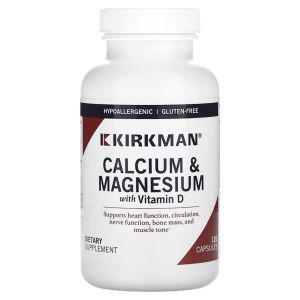 Кальций и магний с витамином Д, Calcium & Magnesium with Vitamin D, Kirkman Labs, 120 вегетарианских капсул