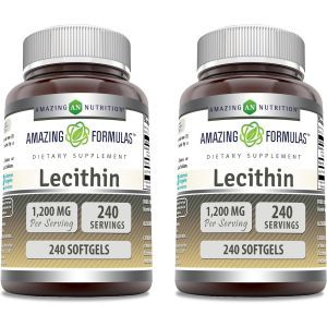 Лецитин, Lecithin, Amazing Nutrition, 1200 мг, 240 гелевых капсул (2 упаковки)