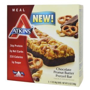 Шоколадные батончики со вкусом претцелей и арахисового масла, Chocolate Bar, Atkins, 5 бат.