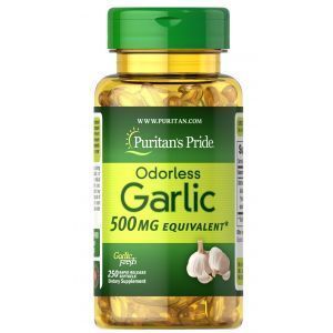 Чеснок, Odorless Garlic, Puritan's Pride, без запаха, 500 мг, 250 гелевых капсул ​