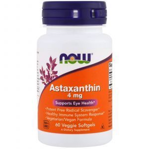Астаксантин, Astaxanthin, Now Foods, 4 мг, 60 кап