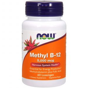 Витамин В12, Methyl B-12, Now Foods, 5000 мкг, 60 леденц