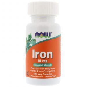 Железо, Iron, Now Foods, 18 мг, 120 капс