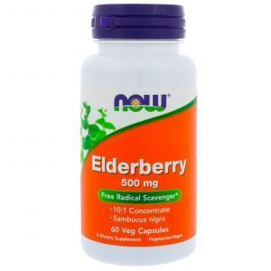 Здоровый иммунитет (бузина), Elderberry, Now Foods, экстракт, 500 мг, 60 ка