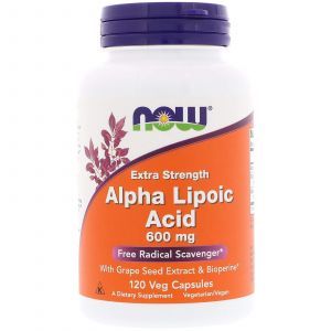 Альфа-липоевая кислота, Alpha Lipoic Acid, Now Foods, 600 мг, 120 ка