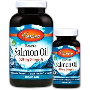 Жир лосося, Salmon Oil, Carlson Labs, норвежский, 500 мг, 180+50 капс