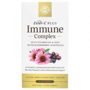 Эстер С плюс комплекс для иммунитета, Ester-C Plus Immune Complex, Solgar, 90 гелевых капсул

