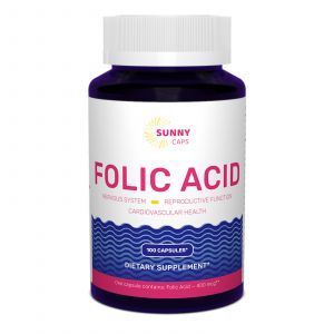 Фолиевая кислота, Folic Acid Powerfull, Sunny Caps, 400 мкг, 100 капсул