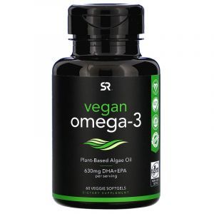 Омега-3 для веганов, Vegan Omega-3, Sports Research, комплекс, 60 вегетарианских капсул
