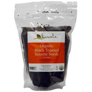 Семена черного кунжута, поджаренные, неочищенные, органик, Organic Black Toasted Sesame Seeds, Kevala, 453 г
