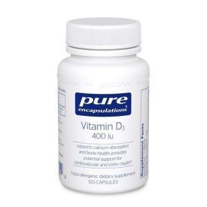 Витамин D3, Vitamin D3, Pure Encapsulations, 400 МЕ, 120 капсул