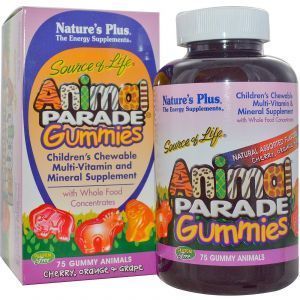 Мультивитамины для детей, (Animal Parade Gummibärchen), Nature's Plus, 75 жевательных конфет