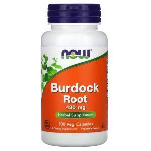 Корень лопуха, Burdock Root, NOW Foods, 430 мг, 100 веганских капсул