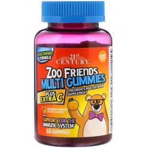 Multivitamine pentru copii cu vitamina C, Gumii multiplu Zoo Friends, Plus Extra C, secolul 21, 60 de gumii