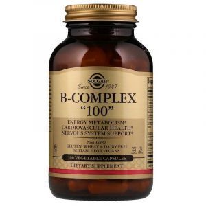 Vitamine B-100, Complex, B-Complex „100”, Solgar, 100 capsule vegetariene