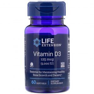 Vitamina D-3, Vitamina D3, Extensie de viață, 5.000 UI, 60 de capsule