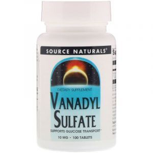 Ванадий сульфат, Vanadyl Sulfate, Source Naturals, 10 мг, 100 таблеток