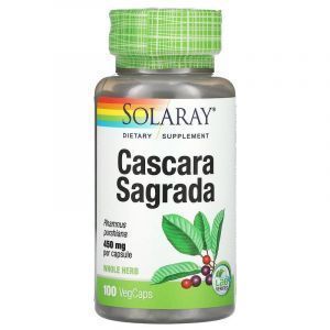 Каскара саграда, Cascara Sagrada, Solaray, 450 мг, 100 вегетарианских капсул
